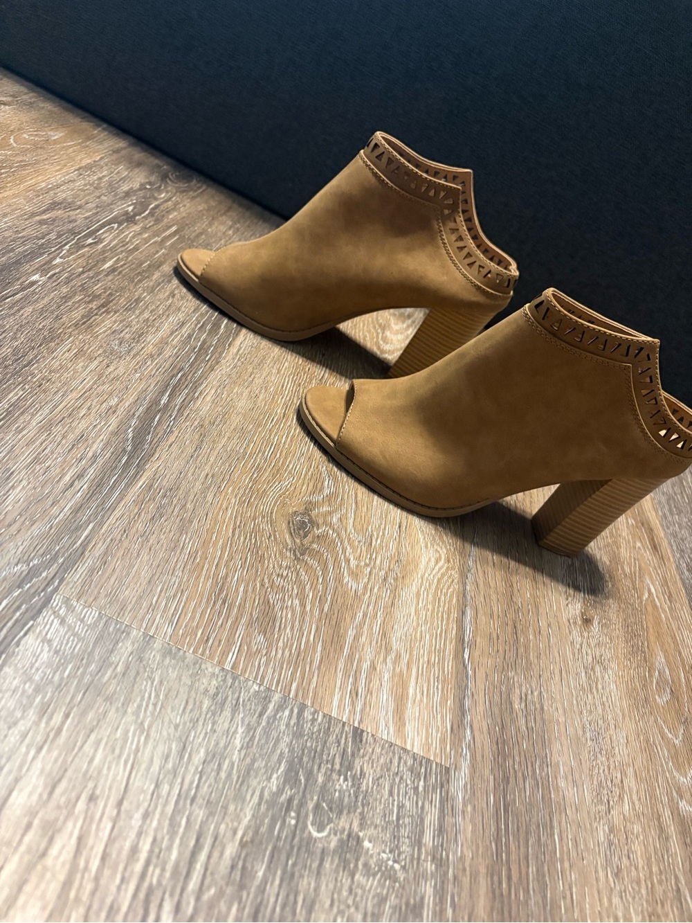 Report Women's Cutout Open-Toe Block Heel Booties in Brown